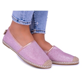 Lu Boo Glitter Pink Espadrilles Slip On Miravet til kvinder lyserød