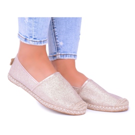 Lu Boo Golden Glitter Espadrilles Slip On Miravet til kvinder gylden