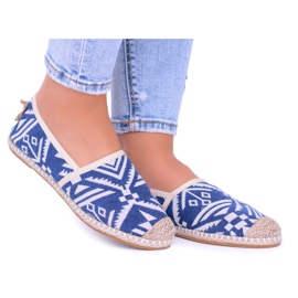Lu Boo | Kvinders Aztec Bimbi Blue Linen Espadrilles blå