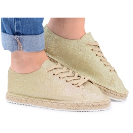Lu Boo | Golden Glitter Fairy Linen Espadrilles gylden