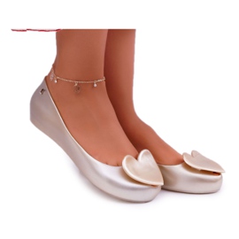 HV Guld Dame Ballerinas Meliski Hearts Diamond gylden