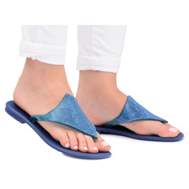 Lu Boo gummi flip -flops til kvinder med pailletter Anika marineblå
