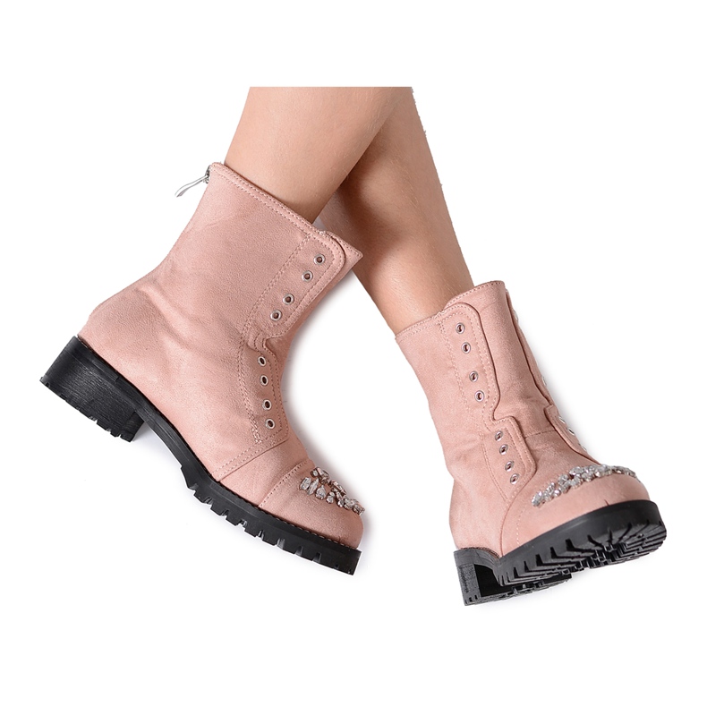 Lu Boo Ankelstøvler til børn med Cubic Zirconia Powder Pink LittleCarrie lyserød