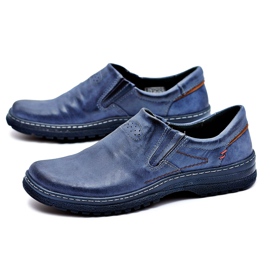 KOMODO Mænds Brogues Marineblå Læder Sko Oversized Modest marine blå