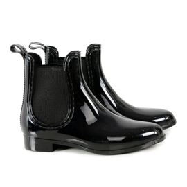 Dame lakeret sort slip-on galoscher