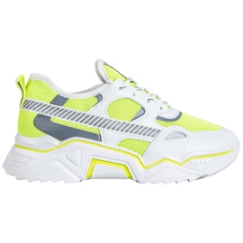 SHELOVET Neon sneakers hvid gul