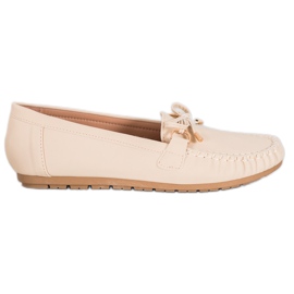 Diamantique Beige loafers med øko -læder