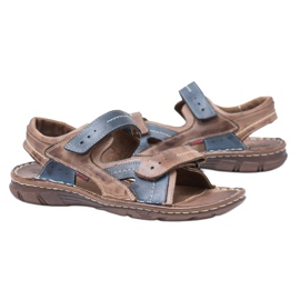 Joker Læder mænds brune sandaler med velcro Jeremi