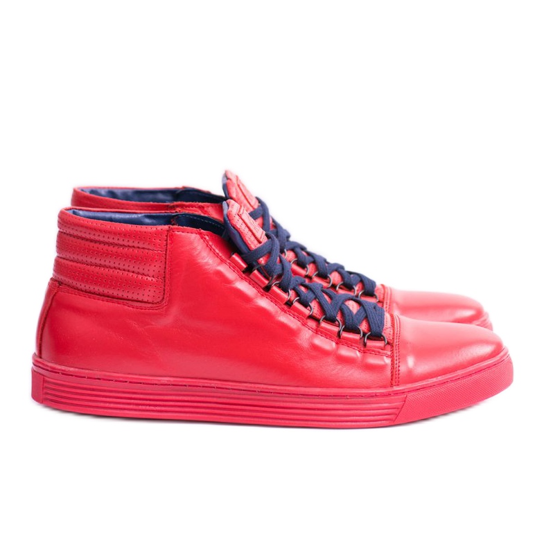 KENT Mænds røde Torres -læder -sneakers