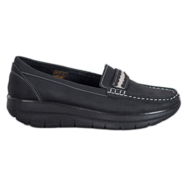 SHELOVET Komfortable loafers på Paltform sort