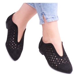Lu Boo Black Suede kvinders Slip-on Synthia sko sort