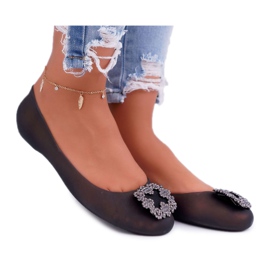 Lu Boo | Sort gummi Ballerinas Meliski Rhinestones Palita