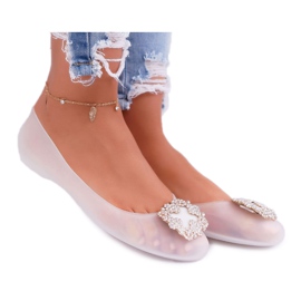 Lu Boo | Hvide gummiballeriner Meliski Rhinestones Palita
