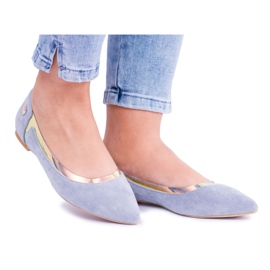 Lu Boo Blue Transparent Holographic Ballerinas in Spitz Lison blå
