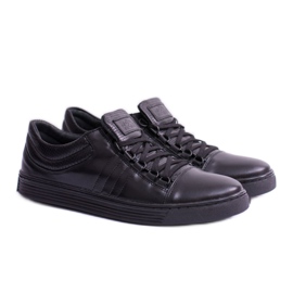 KENT Mænds sort læder Elon sneakers