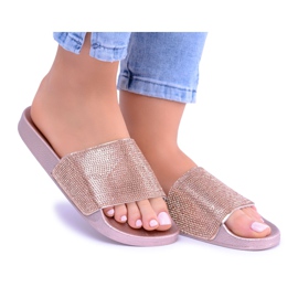 LU BOO Kvinders hjemmesko med cubic zirconia LadyCristal Rose Gold lyserød gul