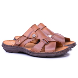 Polbut Brune herretøfler Sandaler Hideki -læder