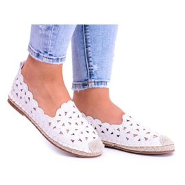 Lu Boo Ballerinas til kvinder Hvide Espadrilles Macarena blomster