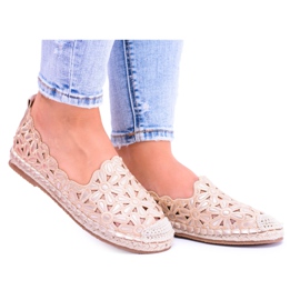 Lu Boo Ballerinas til kvinder Golden Espadrilles Macarena Flowers gylden