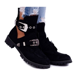 Lu Boo Black Suede Cut Out Støvler Rock Girl sort
