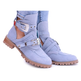 Lu Boo Blue Suede Cut Out Ankelstøvler Rock Girl blå