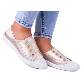 Lu Boo Golden kvinders Slip-on sneakers blonder Emena gylden