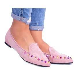 Lu Boo Pink Lords Iridescent Jets Suede Spike lyserød