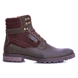 Neex Olive Leather Mænds varme støvler Grigor brun grøn
