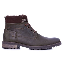 Neex Olive Leather mænds varme støvler Kobe grøn
