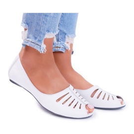 Kvinders Ballerinas Maciejka Leather Open Toes 03497-59 hvid