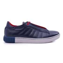Bednarek Polish Shoes Mænds Brogues Bednarek Sport Læder Sko Uden Mesh Marineblå Geos