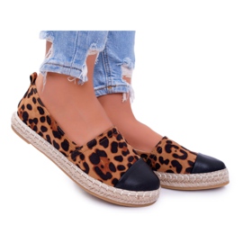 NFR Dame Espadrilles Leopard Flaty brun