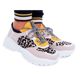 NFR Sportssko til kvinder i høj leopard chillout beige gul