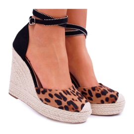 FB2 Kvinders sandaler på en hørkile Leopard Canterola brun sort