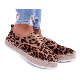 HAN Kvinders Espadrilles Lace-up ruskind Leopard MyShoes brun
