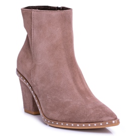 Deoni Læder damestøvler Beige Sonoma