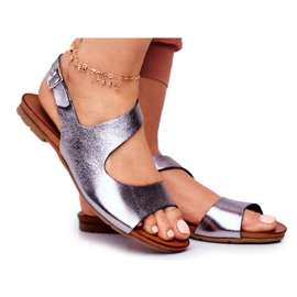 Kvinders sandaler Laura Messi 1116 Leather Metallic Vollare flerfarvet grå
