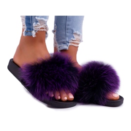 Kvinders hjemmesko med naturlig pels Violet Naturis