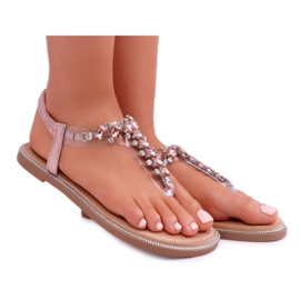 FRERY Kvinders sandaler Slip-on med zirkoner Champagne Satina lyserød