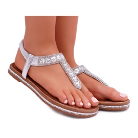FRBS Kvinders sandaler Slip-on med zirkoner sølv Mabellena grå