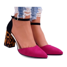 PS1 Kvinders pumper på en hæl Leopard Fuchsia Ferri brun sort lyserød flerfarvet