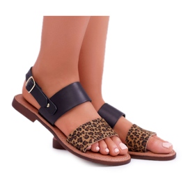 Kvinders sandaler Maciejka Læder Leopard Sort IT001-03 / 00-0