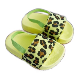 FRROCK Børnepiges hjemmesko Brokade Leopard Lime Rimia flerfarvet grøn