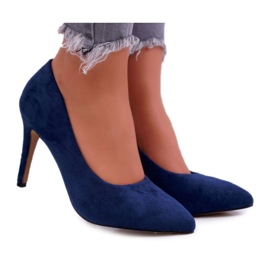 EVE Kvinders Stiletter Suede I Spitz Marineblå Kiss Me marine blå