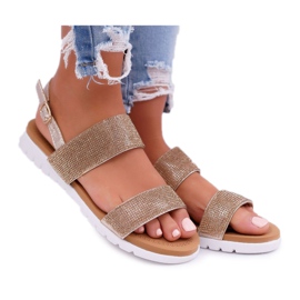 Lu Boo Gyldne sandaler til kvinder med zirkonia perfekt gylden