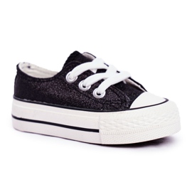 FRROCK Børns sorte brokade sneakers Misty