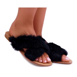 Kvinders hjemmesko med Fur Lu Boo Black Pimmer sort