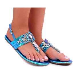 Kvinders sandaler Lu Boo Crystals Petrol Blue Sonne blå