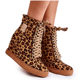 Kvinders sneakers Lu Boo Guldkæde Ruskind Leopard Monica beige brun