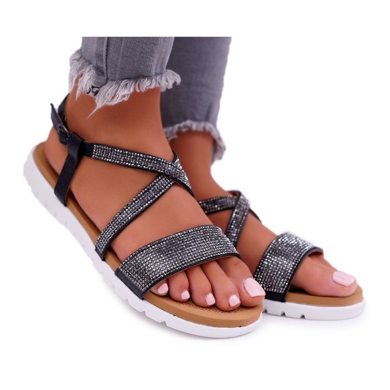 Kvinders sandaler Lu Boo med cubic zirconia 406-5 sort Stella